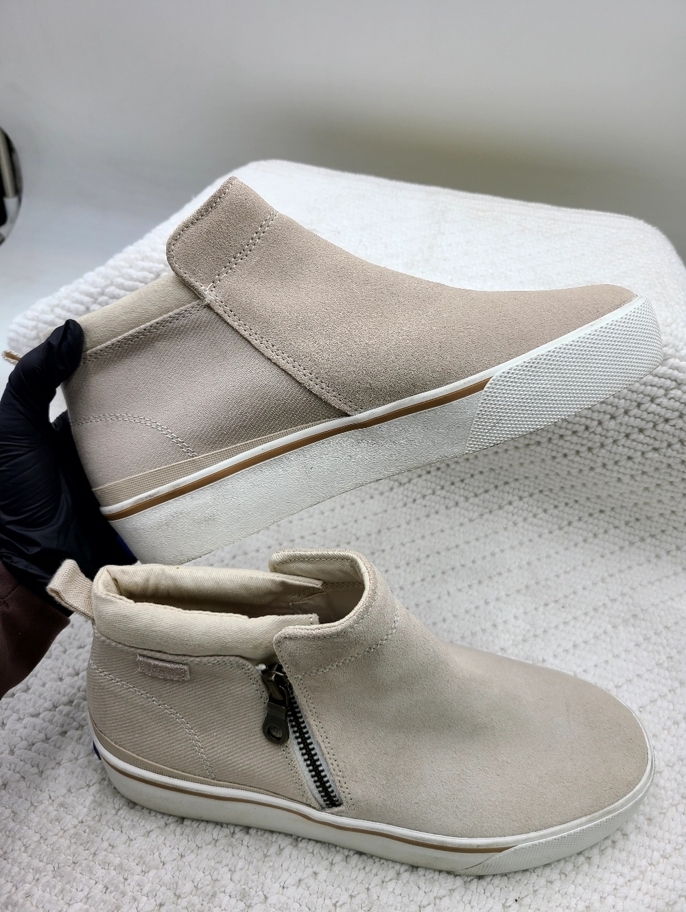 Keds Slip-On Sneakers in Cream and Black - Picture 3 of 7